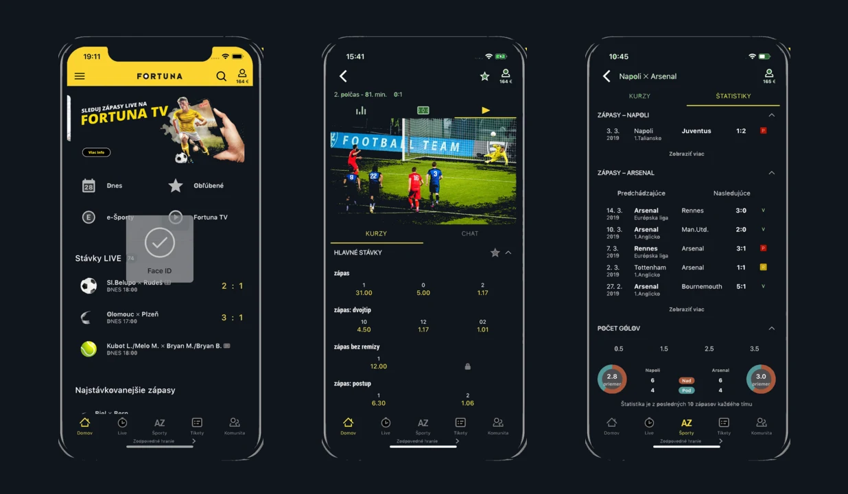 Fortuna aplikácia pre Android a iPhone otvorená na mobile