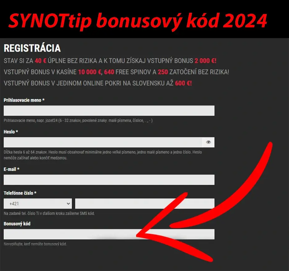 SYNOTtip bonusový kód 2024
