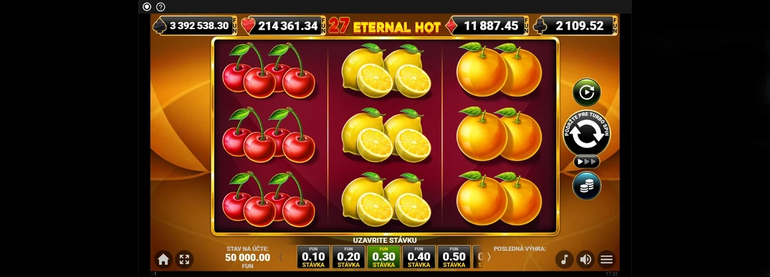 27 Eternal Hot – prvá obrazovka automatu