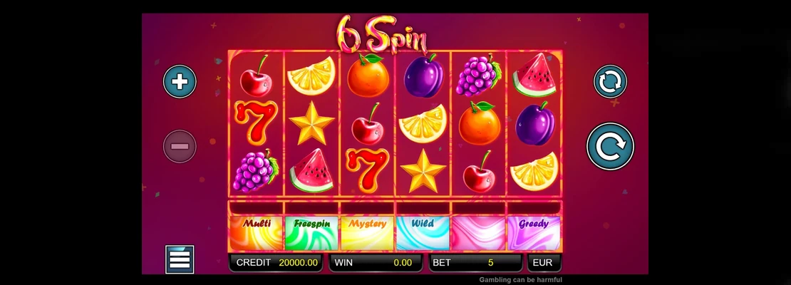 6 Spin – prvá obrazovka automatu