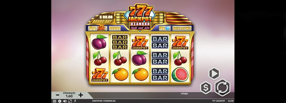 777 Jackpot Diamond Hold And Win – prvá obrazovka automatu