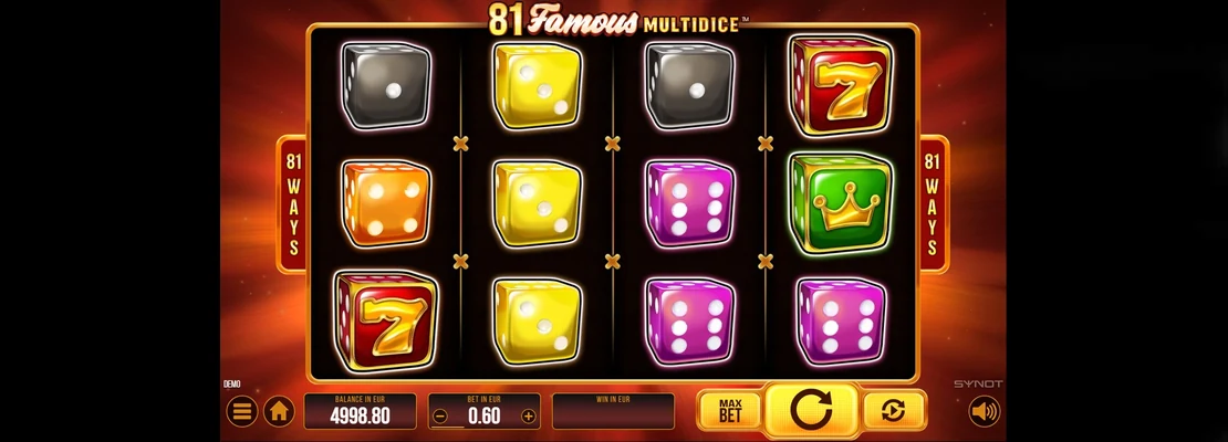 81 Famous Multidice – prvá obrazovka automatu