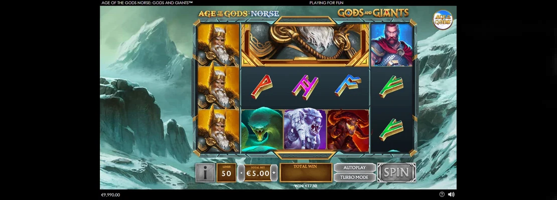Age Of The Gods Norse Gods And Giants – prvá obrazovka automatu