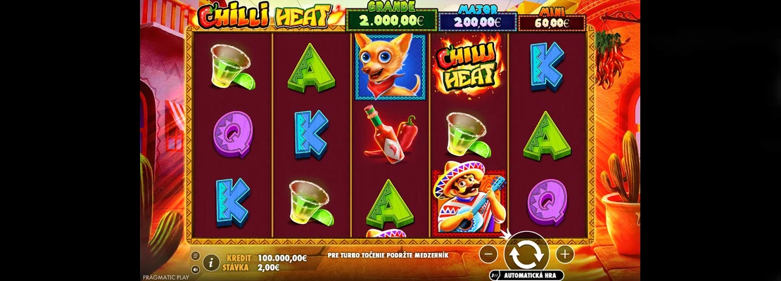 Chilli Heat – prvá obrazovka automatu
