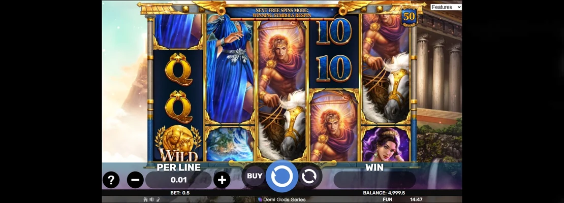 Demi Gods V – prvá obrazovka automatu