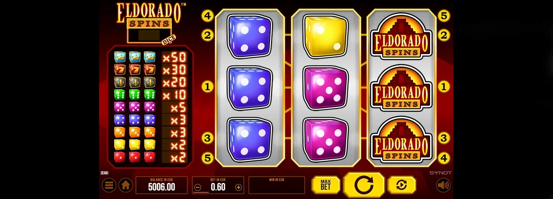 Eldorado Dice – prvá obrazovka automatu