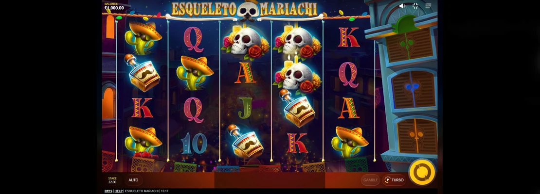 Esqueleto Mariachi – prvá obrazovka automatu