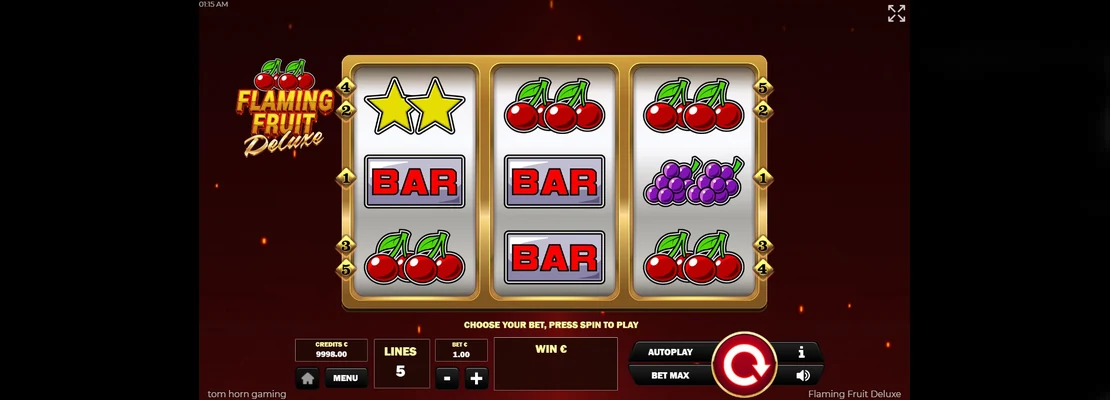 Flaming Fruit Deluxe – prvá obrazovka automatu