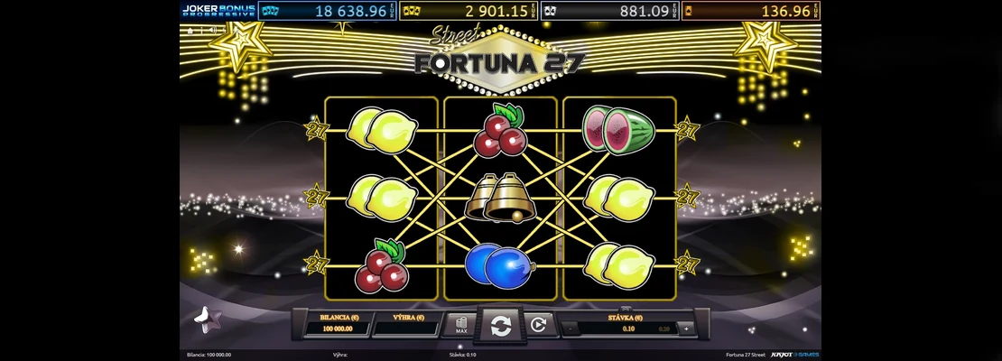 Fortuna 27 Street – prvá obrazovka automatu