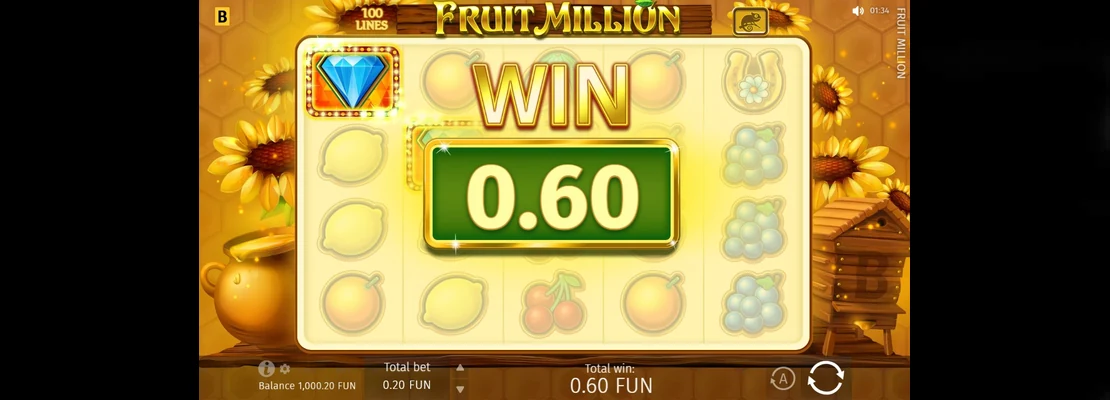 Fruit Million – prvá obrazovka automatu