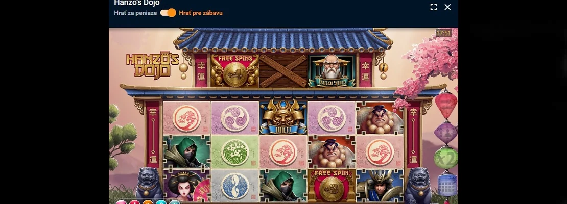 Hanzos Dojo – prvá obrazovka automatu
