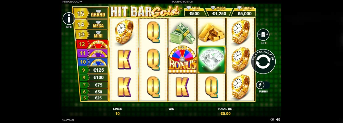 Hit Bar Gold – prvá obrazovka automatu