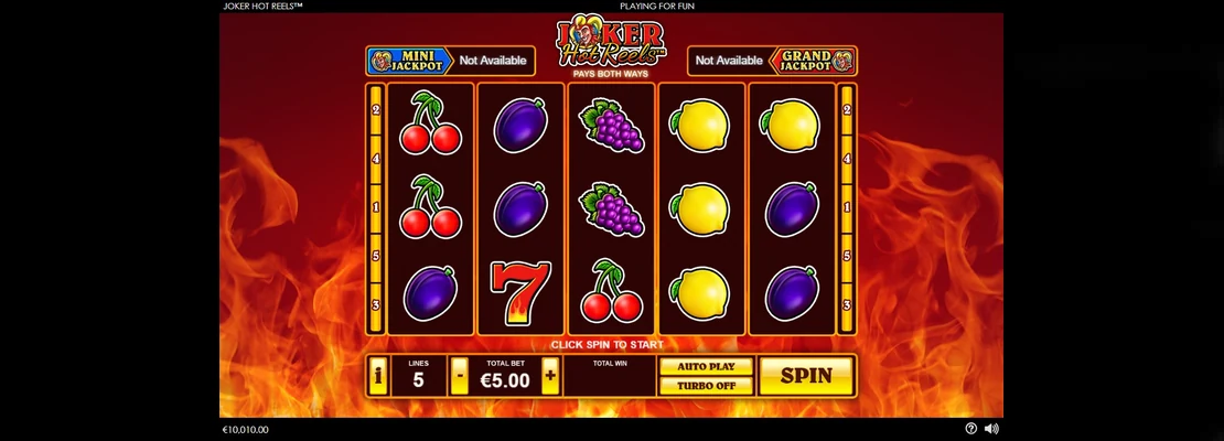 Joker Hot Reels – prvá obrazovka automatu