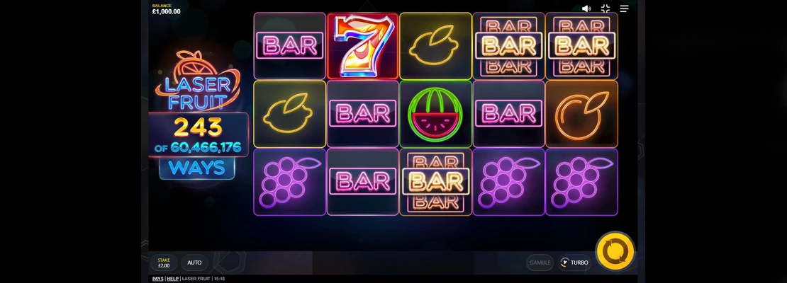 Laser Fruit – prvá obrazovka automatu
