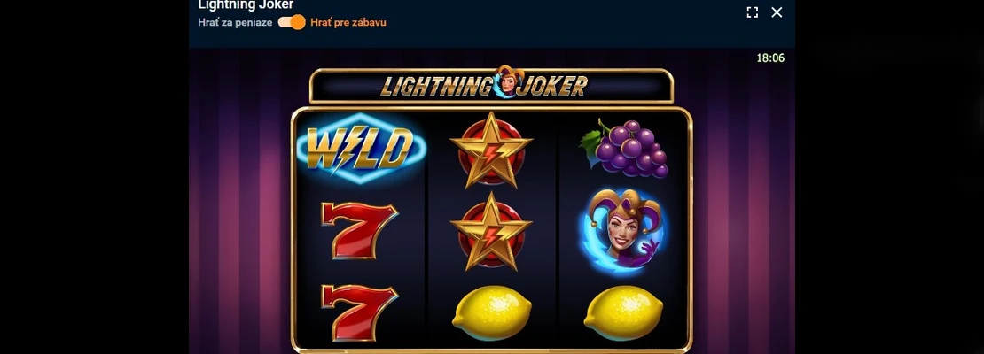Lightning Joker – prvá obrazovka automatu