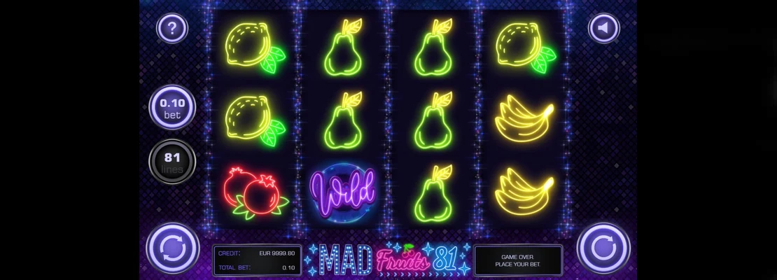 Mad Fruits 81 – prvá obrazovka automatu