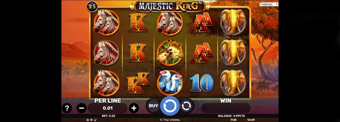 Majestic King – prvá obrazovka automatu