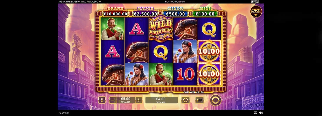Mega Fire Blaze Wild Pistolero – prvá obrazovka automatu