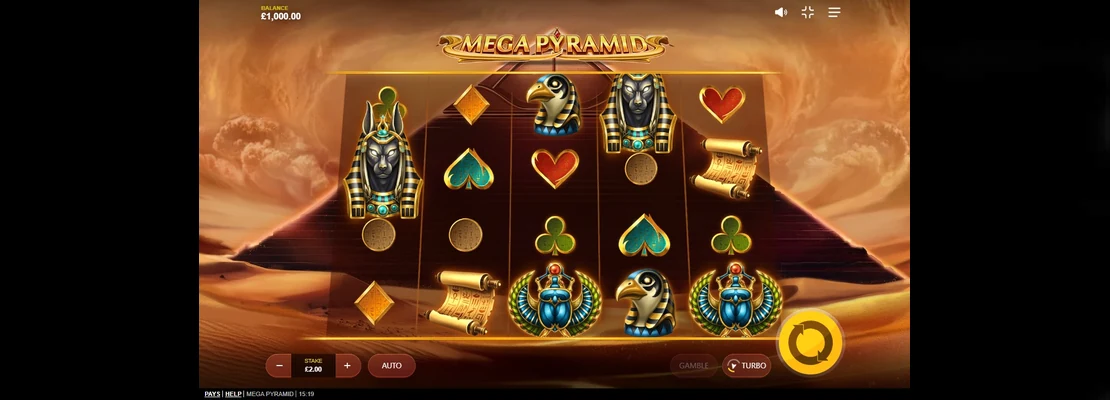 Mega Pyramid – prvá obrazovka automatu