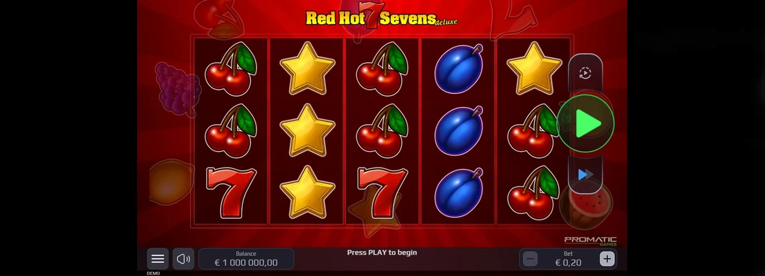 Red Hot Sevens Deluxe – prvá obrazovka automatu