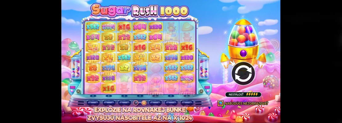 Sugar Rush 1000 – prvá obrazovka automatu