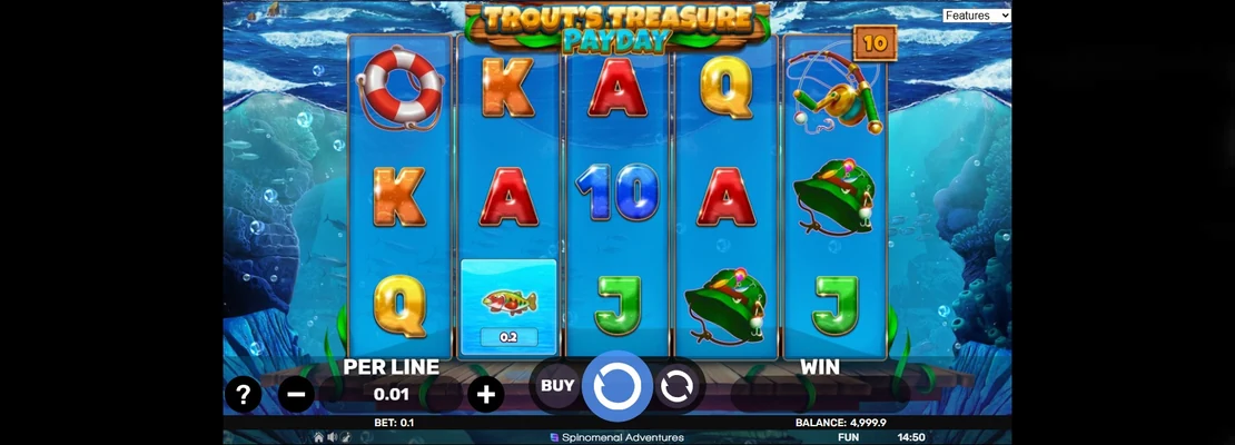Trouts Treasure Payday – prvá obrazovka automatu