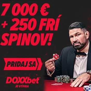 DOXXbet - vstupný bonus 7 000 € + 250 free spinov
