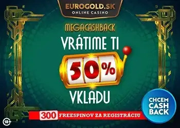Eurogold Game - 10 000 € a 500 free spinov za 1 €. Nový registračný bonus 300 free spinov. 100 % ku vkladu do výšky 10 000 € a megaCashback až do výšky 50%