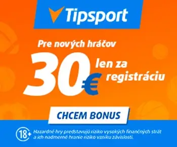 Tipsport - 30 € zadarmo, bez podmienok